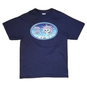 Grateful Dead Short Sleeve Blue Shirt Bertha Skull and Roses Dye The Sky Size M